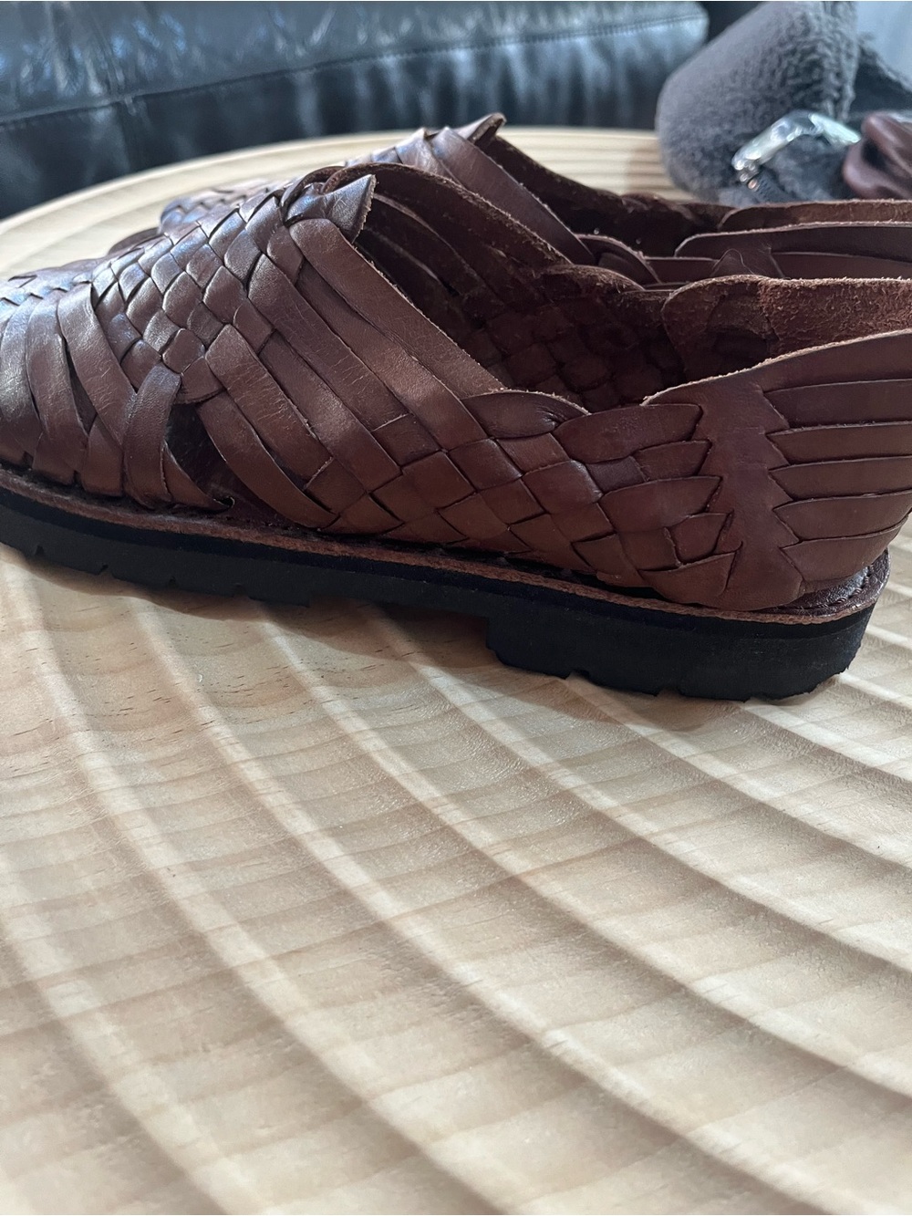 Womens huarache Brand X Brown Woven Leather Mules with Slip-On Comfort - Picture 7 of 7